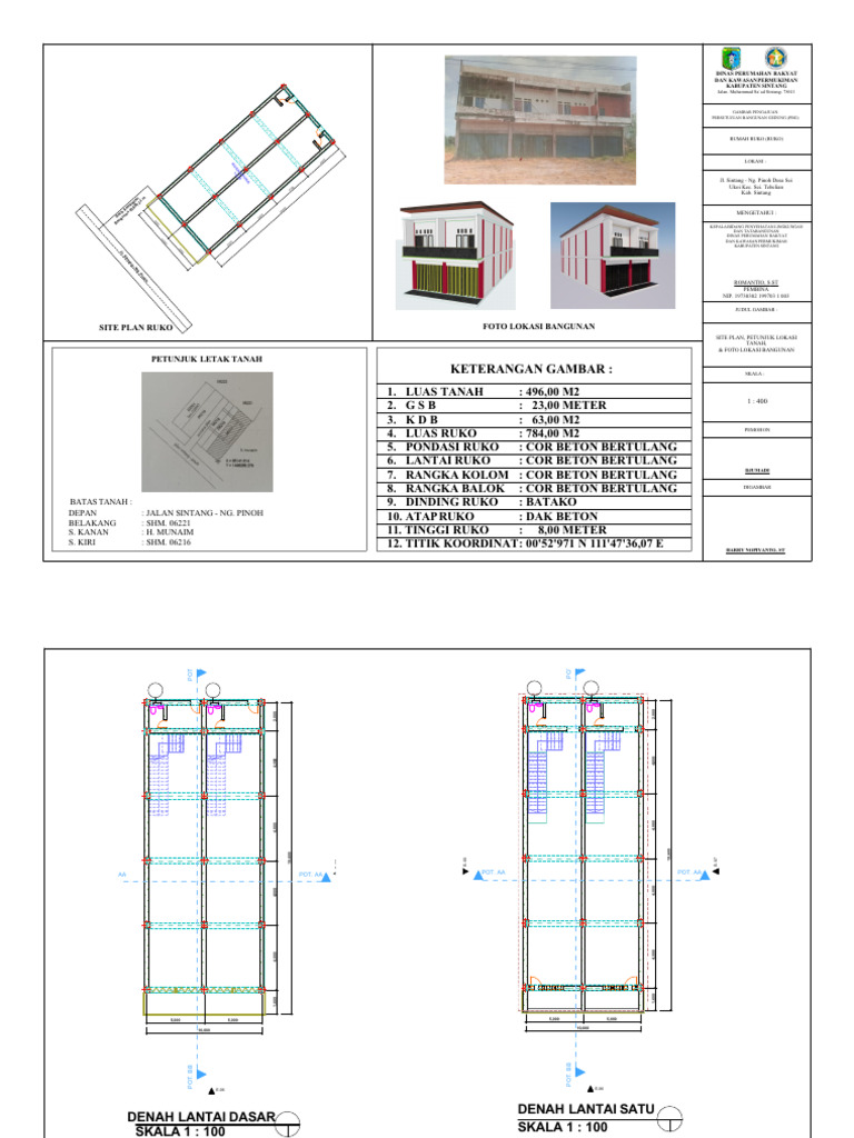 Site Plan dan Rencana Ruko Sintang | PDF