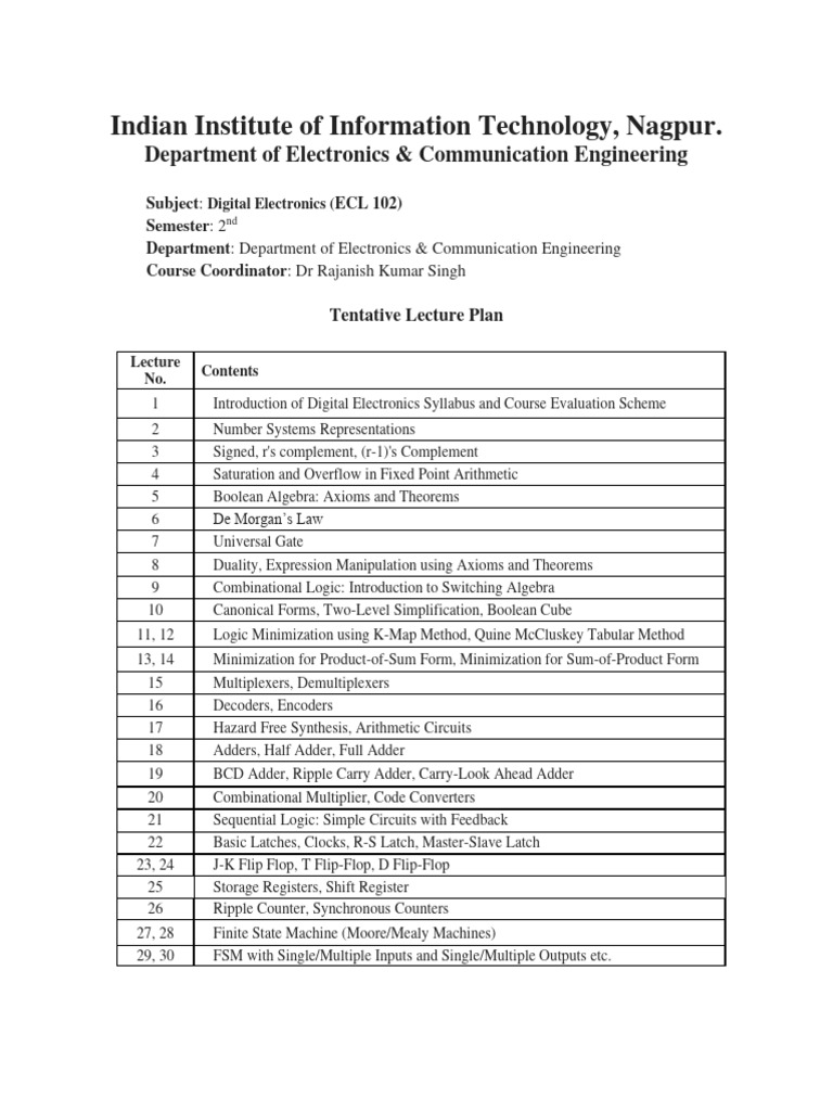 Digital Electronics Course Overview | PDF | Logic Gate | Digital ...