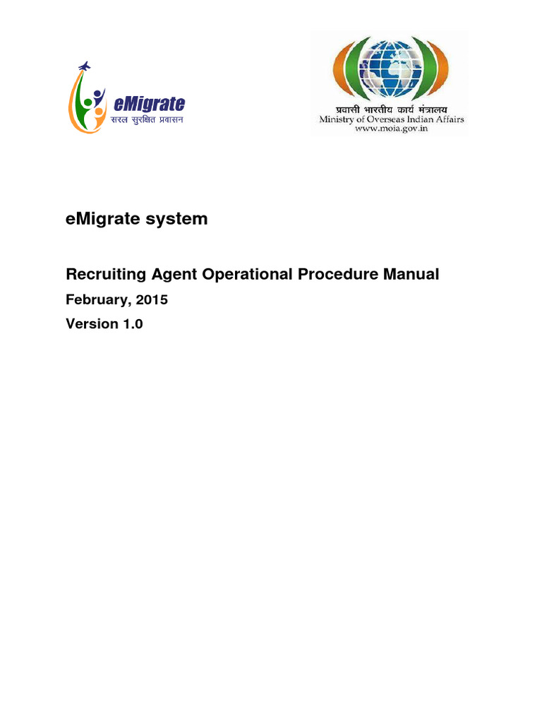 eMigrate System Manual for Agents | PDF | Login | Menu (Computing)