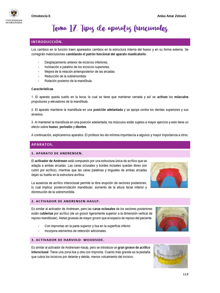 Activadores de Ortodoncia: Tipos y Funciones | PDF | Ortodoncia | Ramas ...