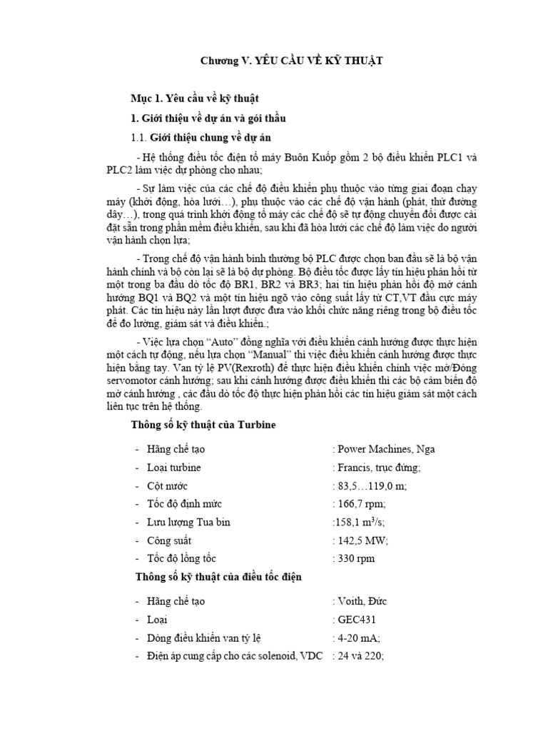 C5. Yeu Cau Ky Thuat - HH | PDF