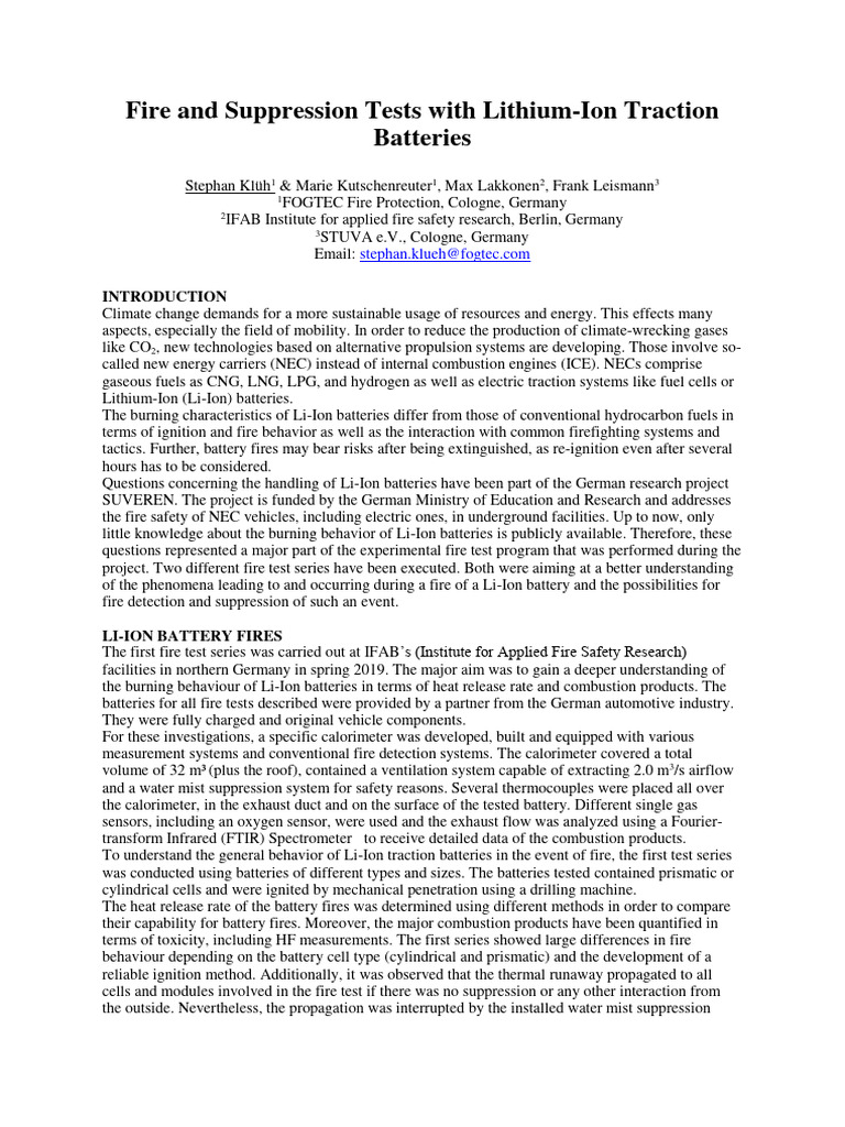 Lithium-Ion Battery Fire Testing Insights | PDF | Fires | Lithium Ion ...