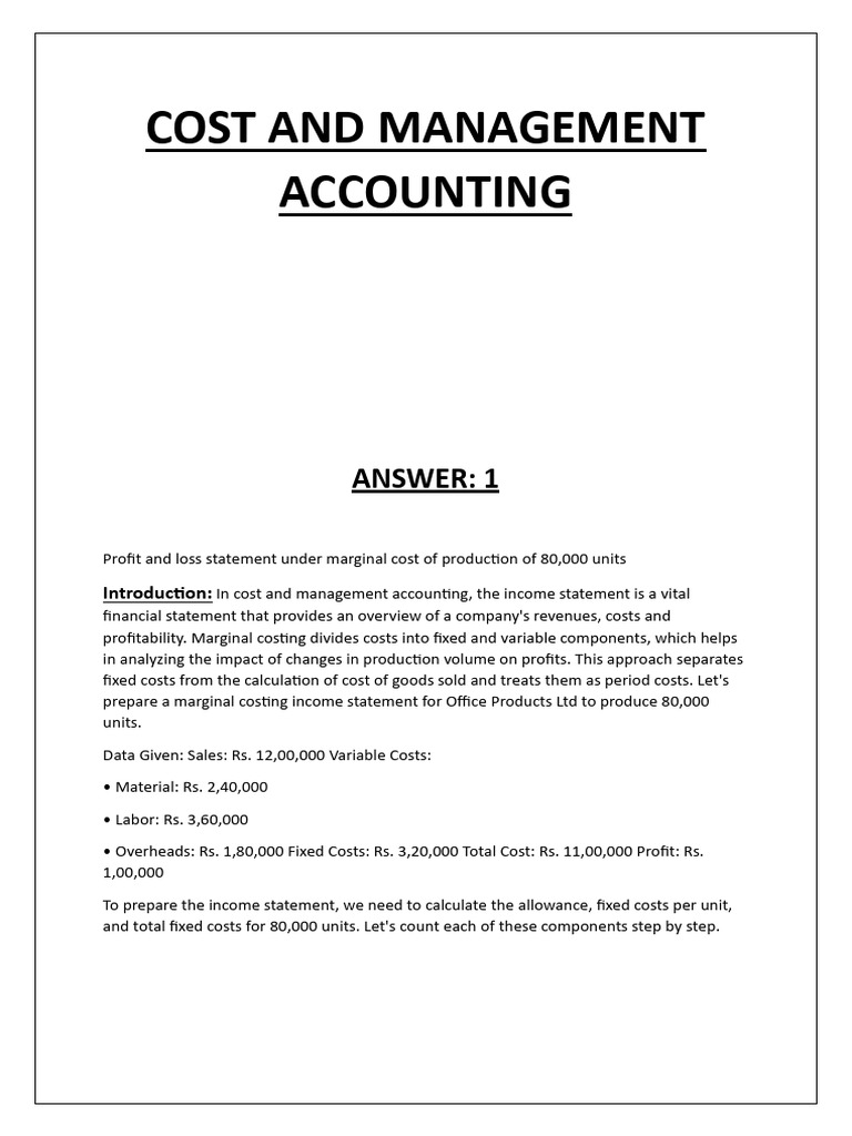 Marginal Cost Income Statement Analysis | PDF | Trade | Production And ...