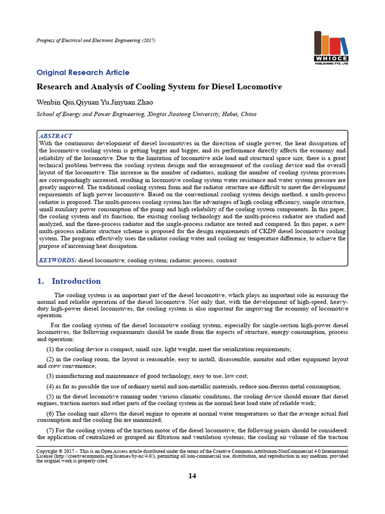 Research and Analysis of Cooling System For Diesel | PDF | Radiator ...