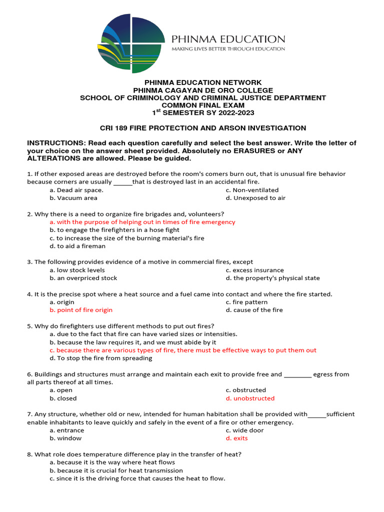 Fire Protection & Arson Exam Review | PDF | Fires | Heat Transfer