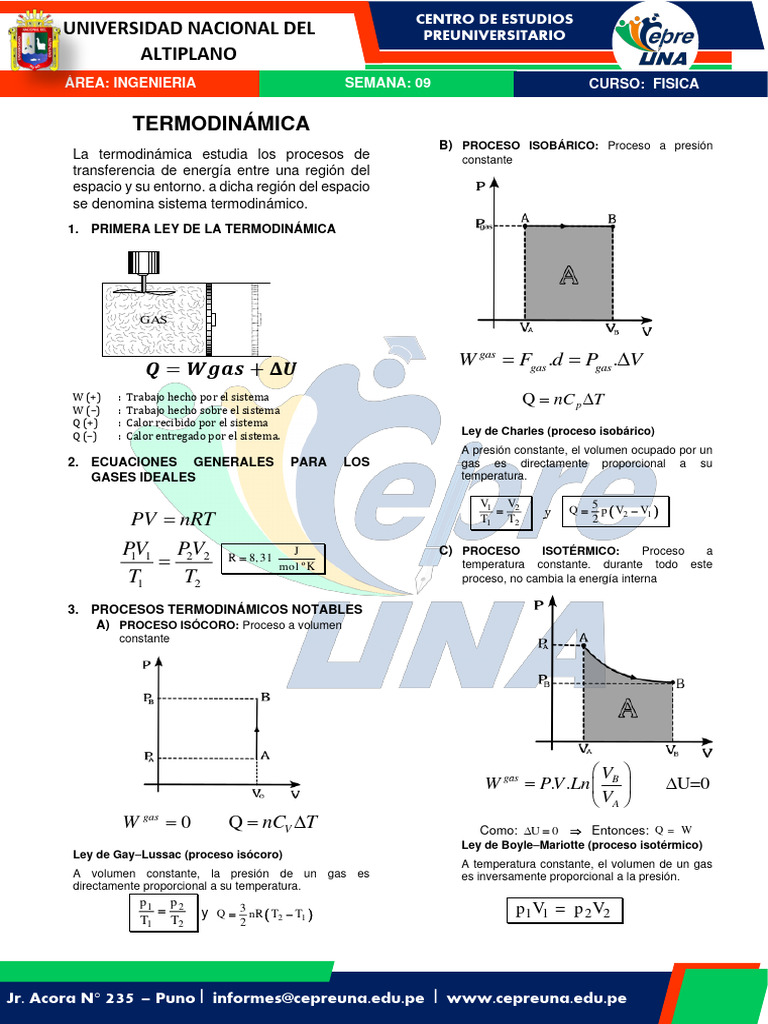 Termodinámica: Procesos y Problemas | PDF | Gases | Termodinámica