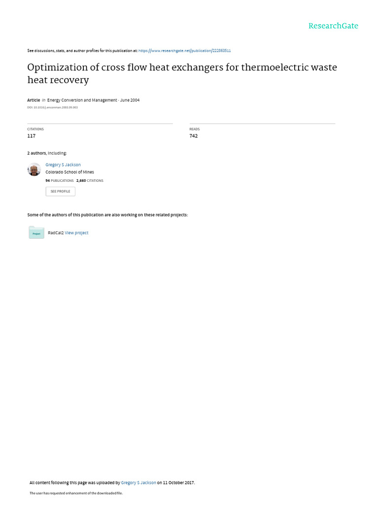 Thermoelectric Heat Exchanger Optimization | PDF | Heat Transfer | Heat ...