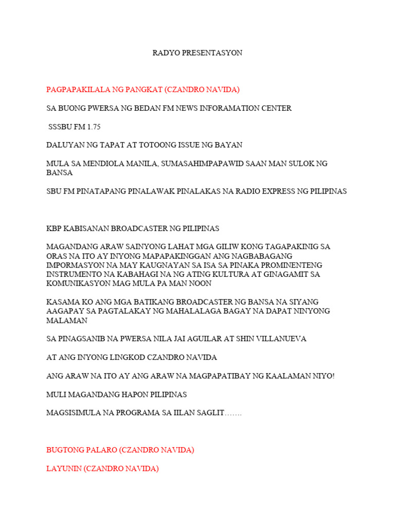 Radyo Script | PDF