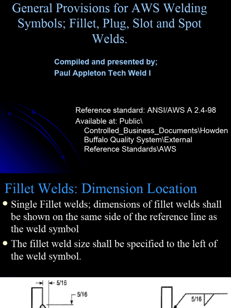 Part 3 AWS Welding Symbols, Fillet, Plug, Slot & Spot Welds | PDF