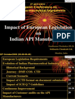 Impact of European Legislation On Indian API Manufacturers