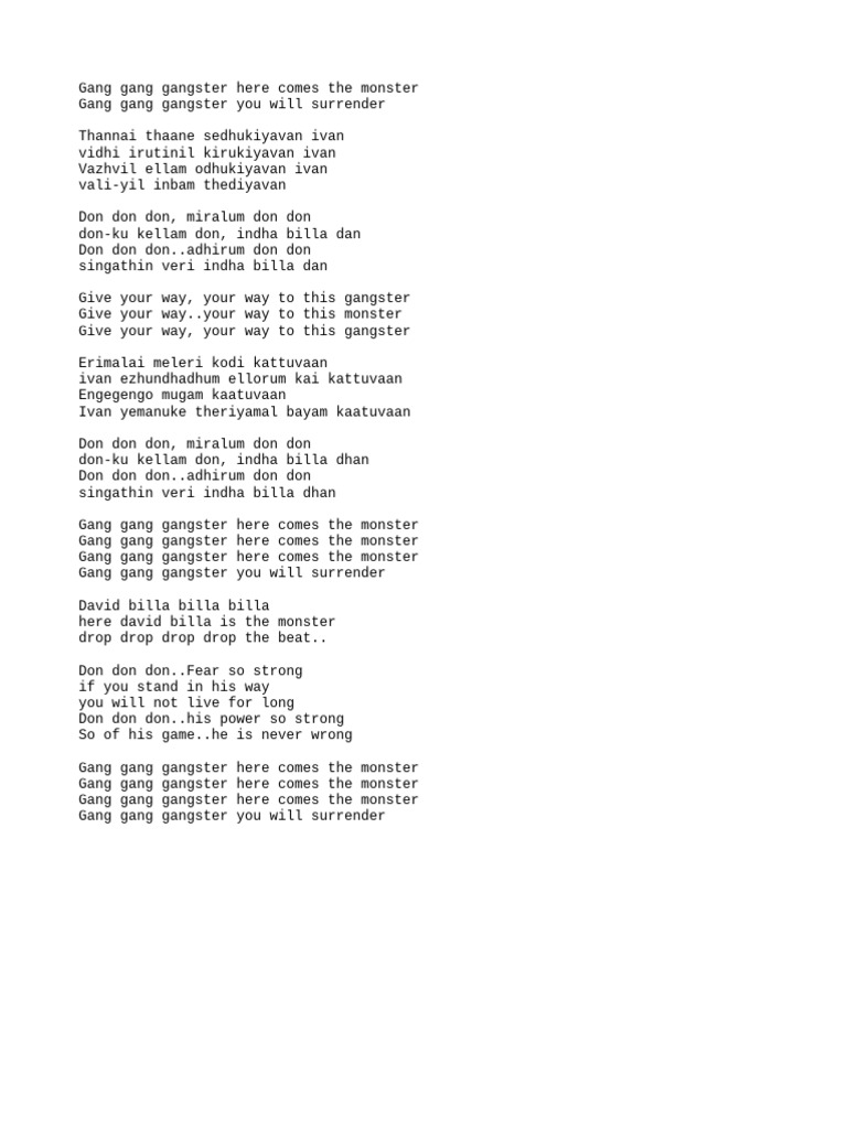 Gangster Lyrics | PDF