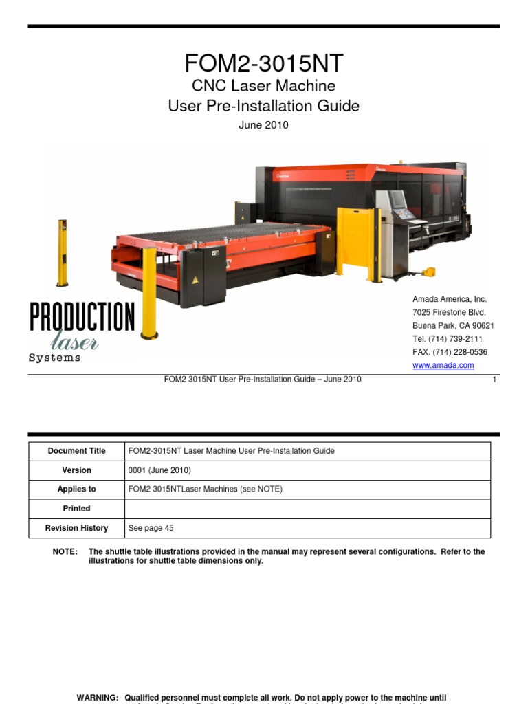 FOM2-3015NT - Pre-Installl - Jun 2010 | PDF | Manufactured Goods ...