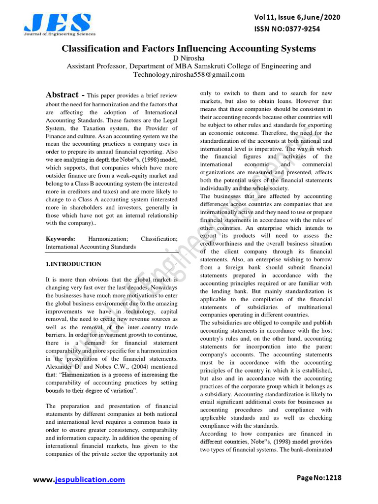 Classification and Factors Influencing Accounting Systems | PDF ...