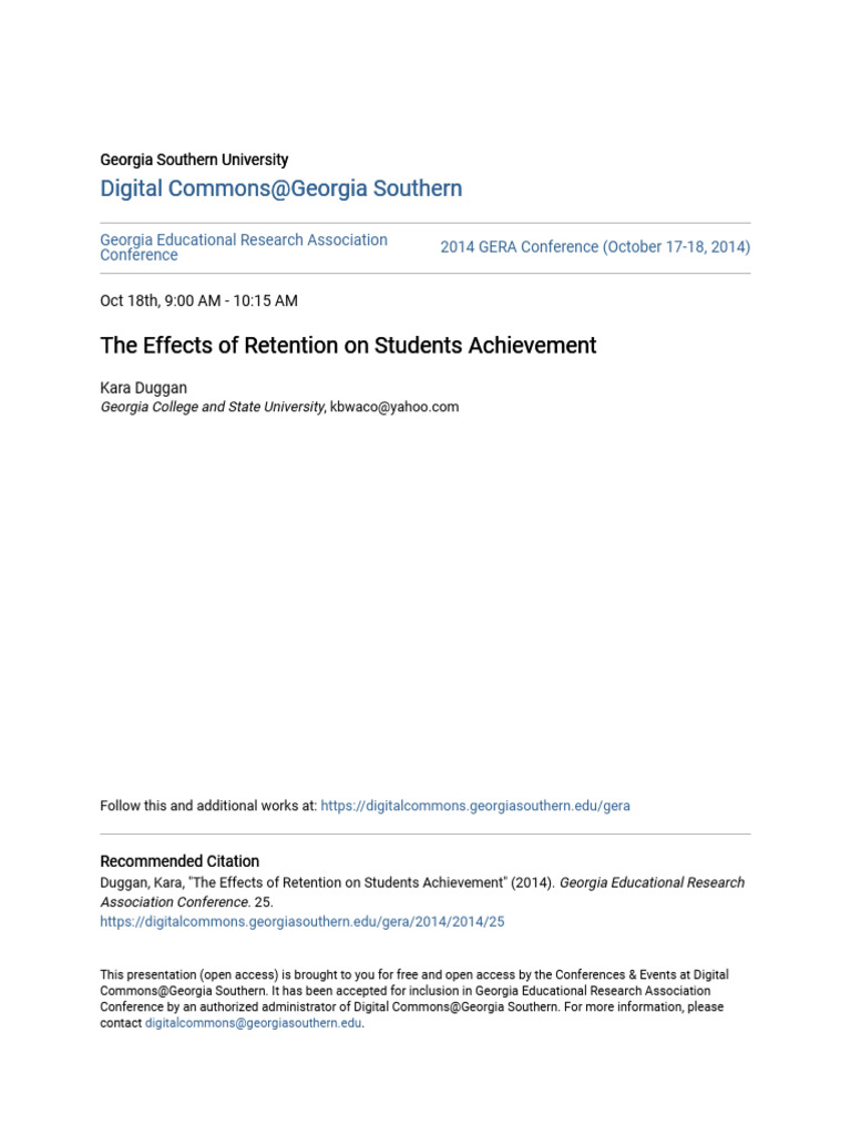 Impact Of Retention On Students
