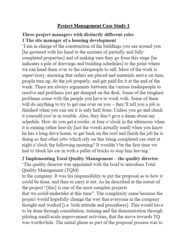 Project Management Case Study 1 | PDF | Business