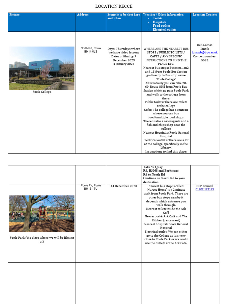 Location Recce Pro-Forma | PDF | Bus | Public Transport