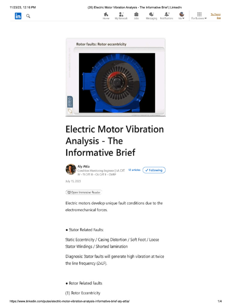 Electric Motor Vibration Analysis The Informative Brief PDF