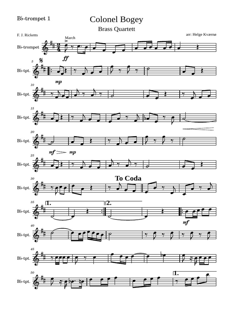 Colonel Bogey Brass Quartett Pdf March Music