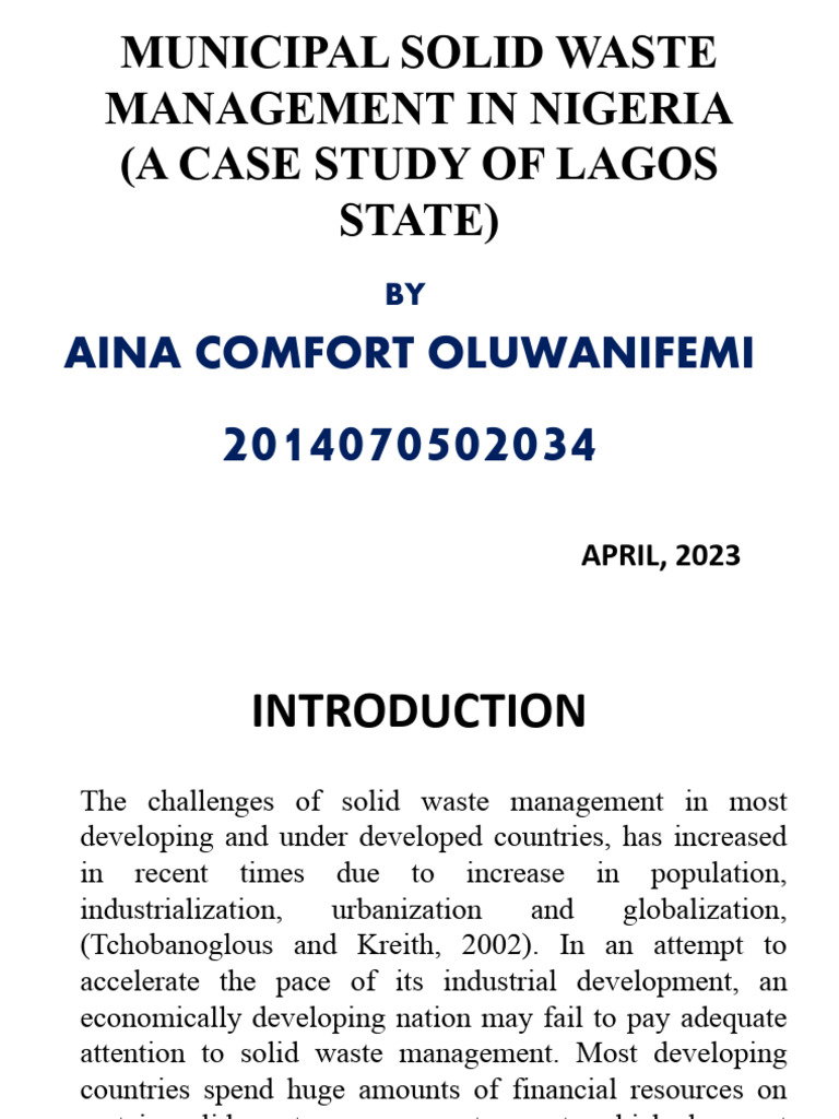 Lagos Municipal Solid Waste Management | PDF | Municipal Solid Waste ...