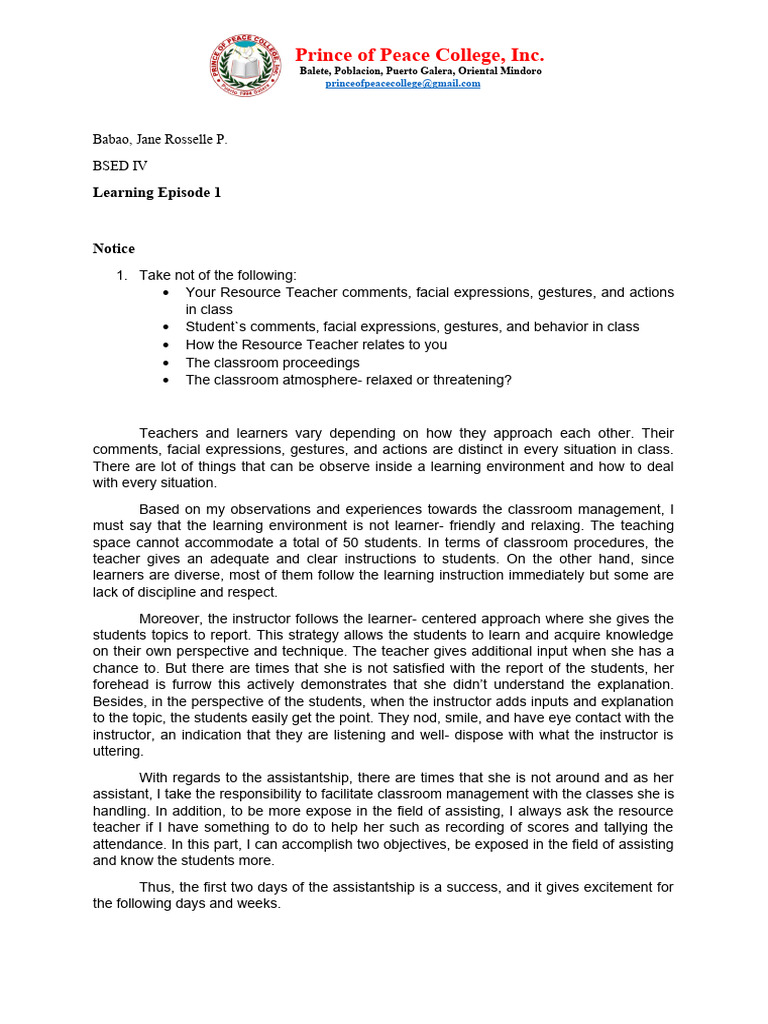 Learning Ep 1 Pdf Learning Teachers