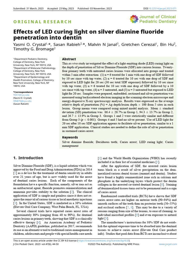 Effects of LED Curing Light On SDF PDF Scientific Techniques Applied And Interdisciplinary