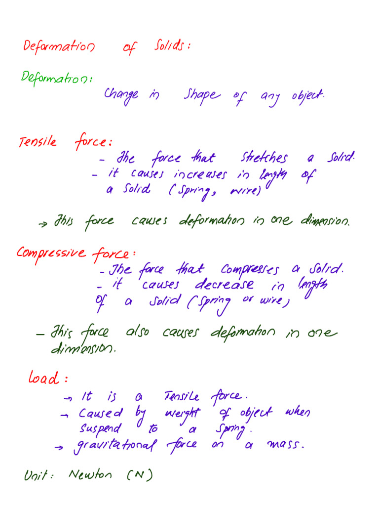 Deformation of Solids New Notes | PDF
