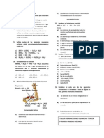 Taller de Reacciones Quimicas Tercer Periodo Grados Decimos