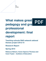 What Makes Great Pedagogy and Great Professional Development Final Report