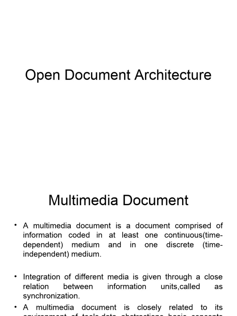 Multimedia Document Architecture Overview | PDF | Information | Computing