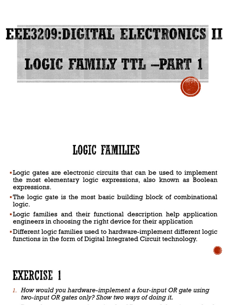 Overview of TTL Logic Families | PDF | Logic Gate | Digital Electronics
