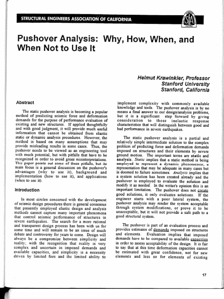 Pushover Analysis - Why, How, When, and When Not To Use It | PDF