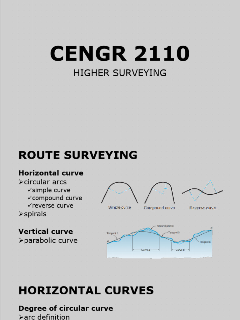 Higher Surveying: Curve Calculations | PDF | Tangent | Angle