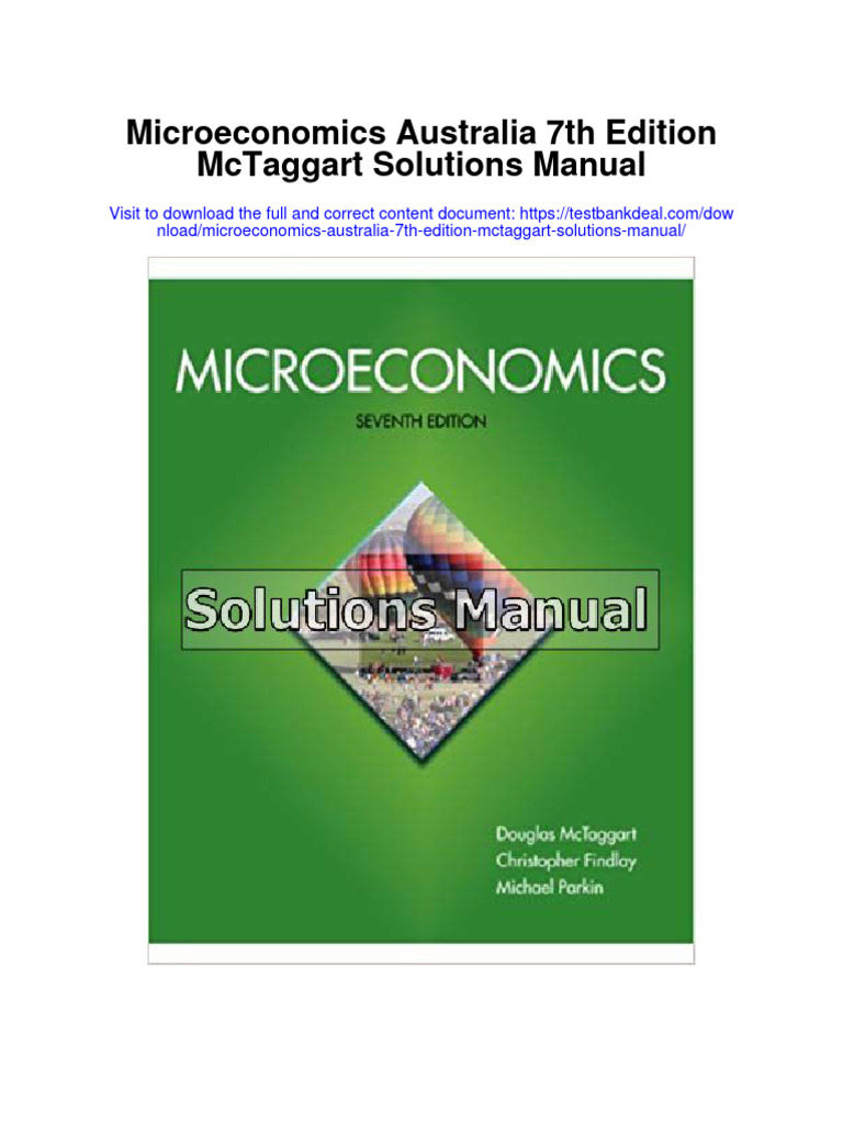 Microeconomics Australia 7th Edition Mctaggart Solutions Manual PDF