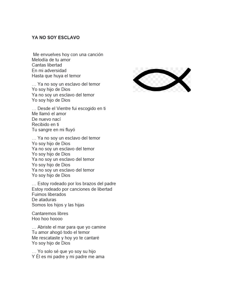 Ya No Soy Esclavo del Temor: Letra | PDF | Artes del Lenguaje y Comunicación | Arte