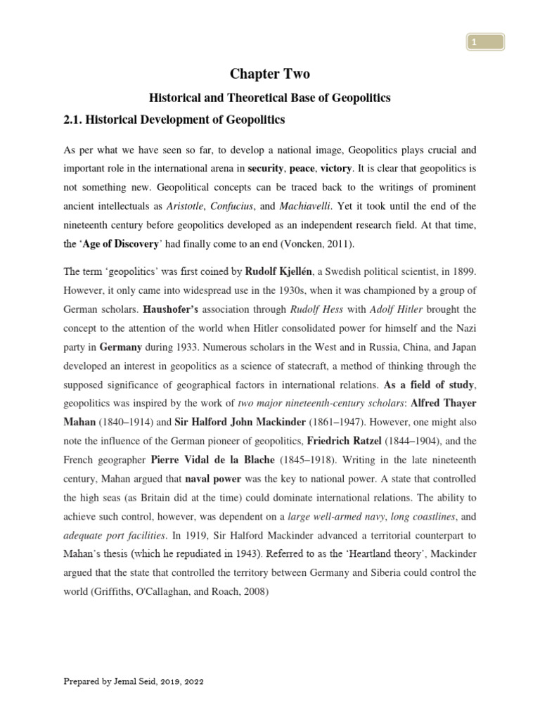 Chapter Two Geopolitics Historical And Theoretical Base Of Geopolitics