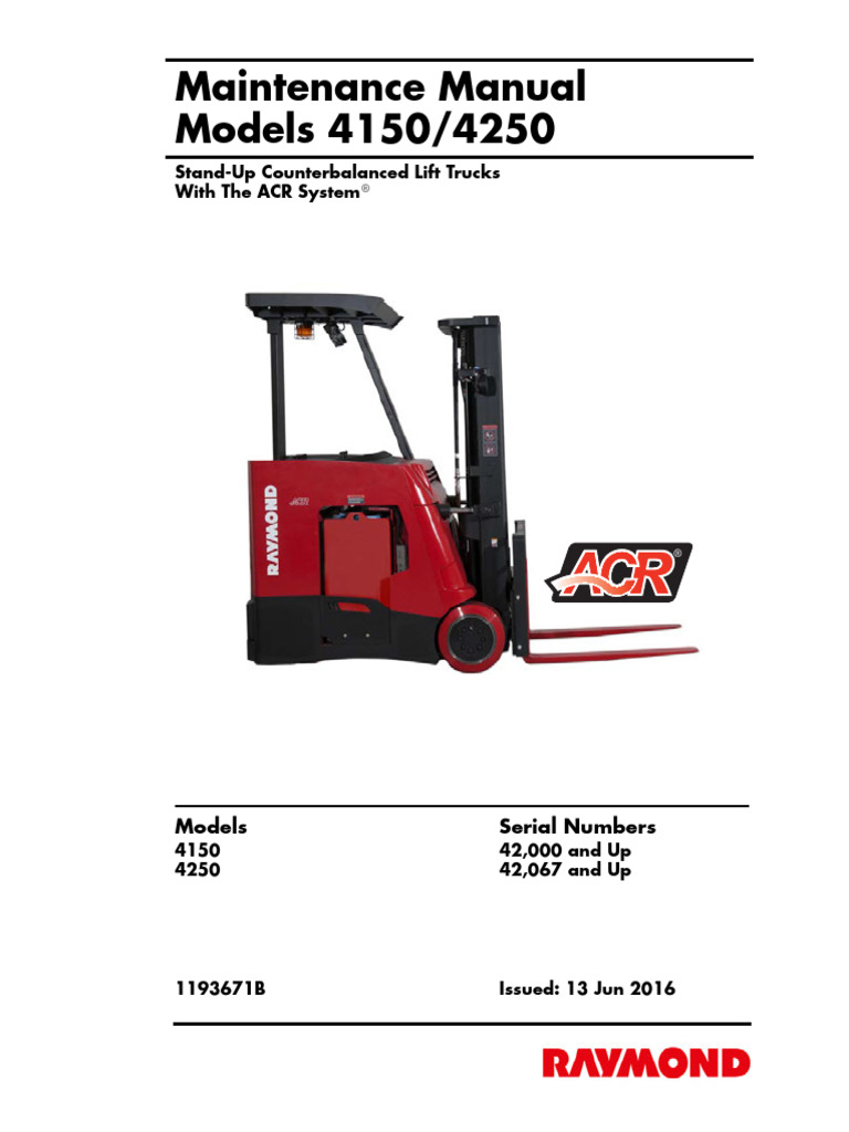 Maintenance Manual Models 4150/4250: Stand-Up Counterbalanced Lift ...