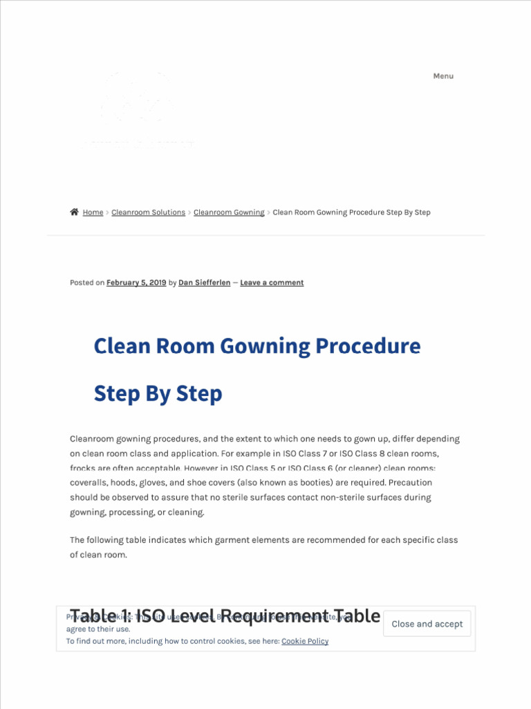 Clean Room Gowning Procedure Step by Step | Download Free PDF ...