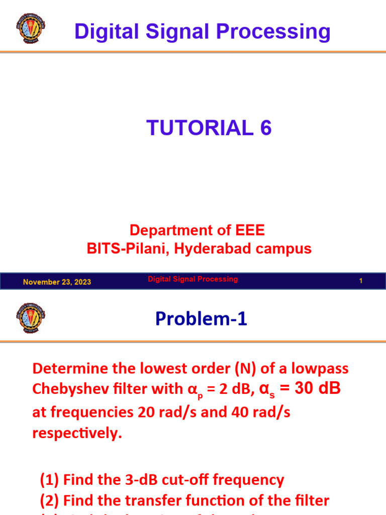 Chebyshev Filter Design Tutorial | PDF | Filter (Signal Processing ...