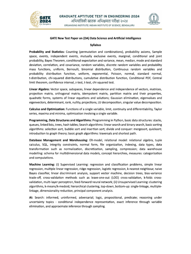Instrumentation Gate Syllabus