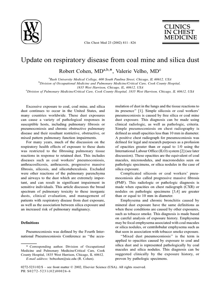 Respiratory Diseases from Coal and Silica Dust | PDF | Chronic ...