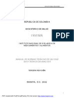 Manual de Normas Técnicas de Calidad Guia Tecnica de Analisis INVIMA