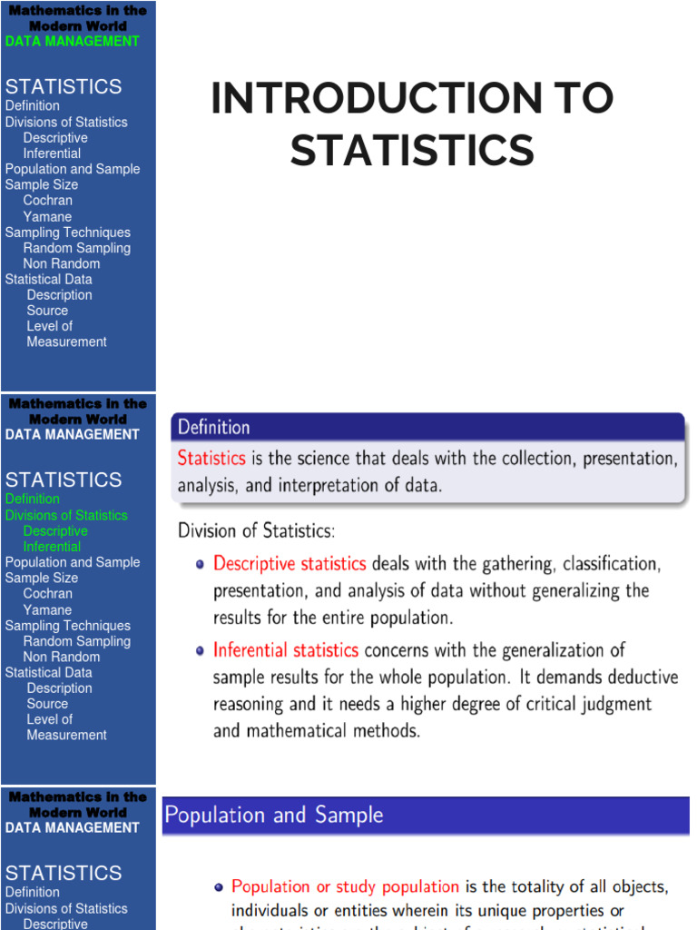 Nov.22 - Introduction To Statistics | PDF