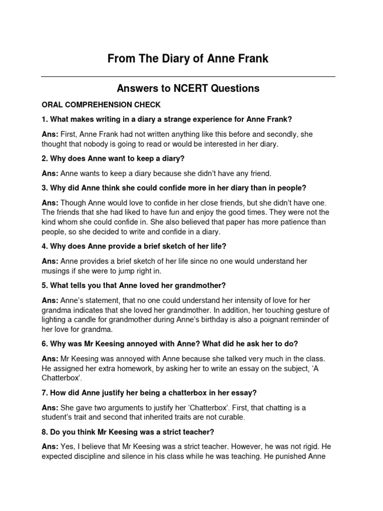 1629523144 xam idea english solutions class 10 chapter 4 from the diary