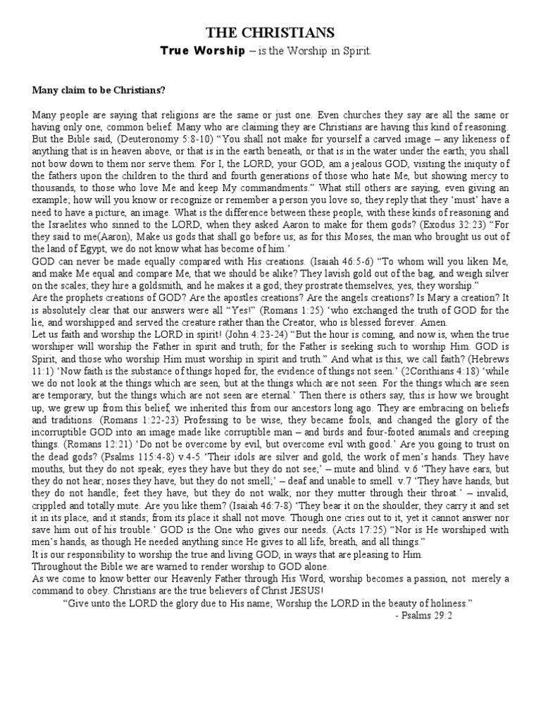 True Worship in Christianity Explained | PDF