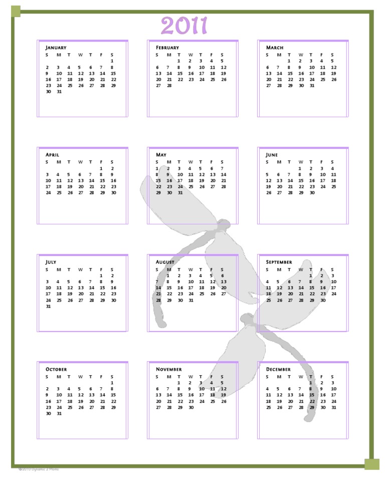 2011 Year Calendar | PDF