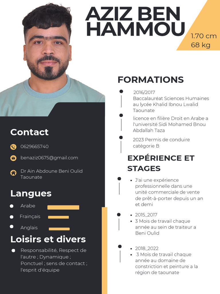 CV d'Aziz Ben Hammou : Expériences et Compétences | PDF
