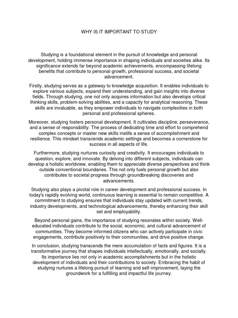 Why Is It Important To Study | PDF | Creativity | Cognition