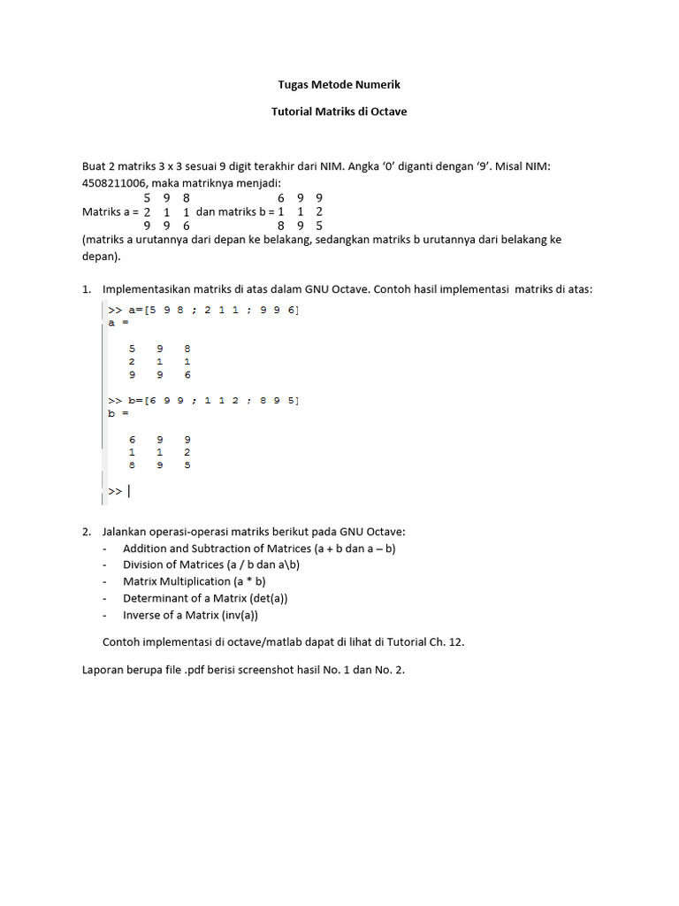 Tutorial Matriks di Octave | PDF