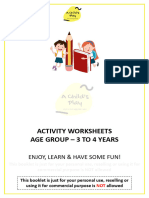 Activity Sheets For 3 To 4 Years