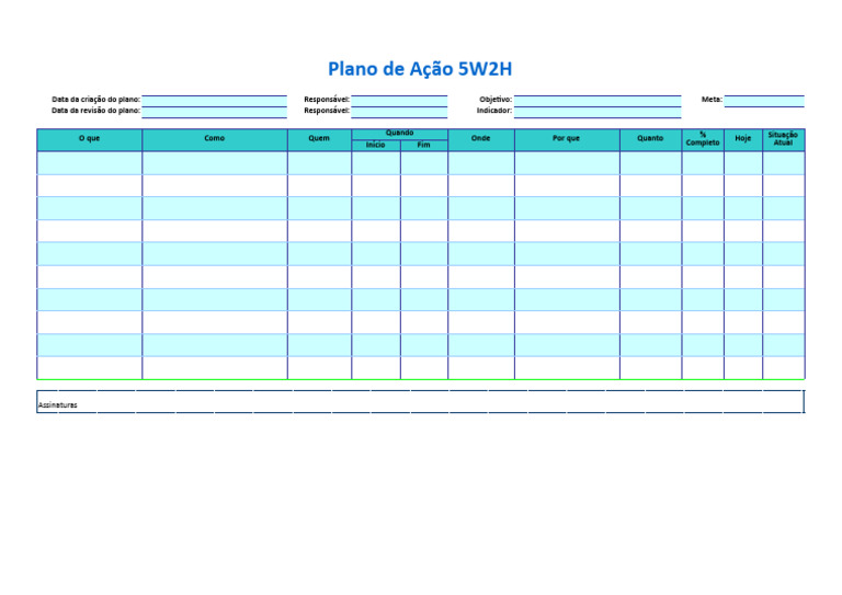 Plano de Ação 5W2H Detalhado | PDF